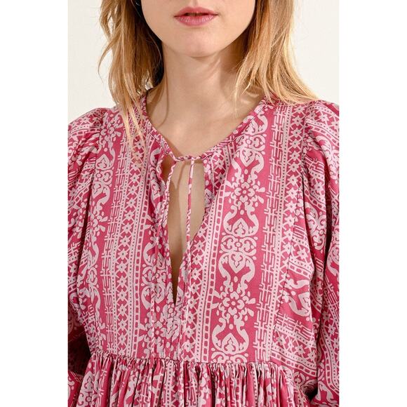 Molly Bracken Printed Mini Dress with Puffed Sleeves Size XS - Picture 4 of 9